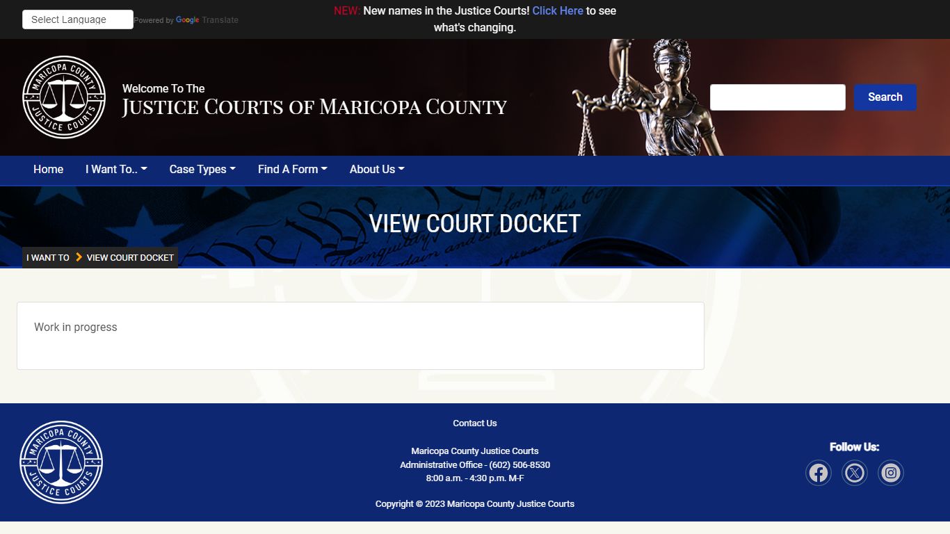 View Court Docket - Maricopa County, Arizona